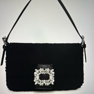 NWT Steve Madden Faux Sherpa Bstevett Black Shoulder Bag